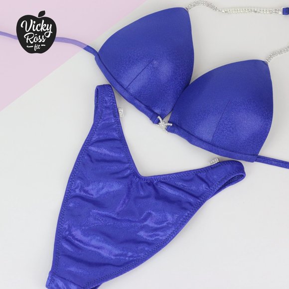 Blue Plain Competition Bodybuilding Posing Suit - Picture 2 of 8